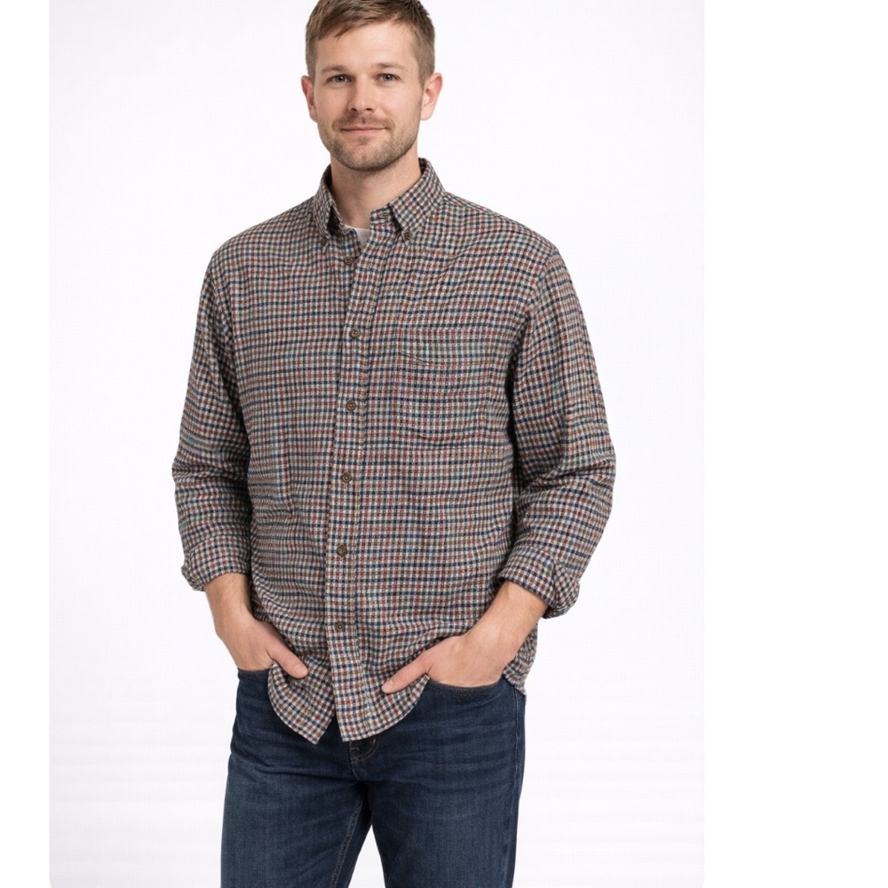 Viyella Plaid Button Down Shirt Men’s 39cm Cotton Wool Blend Classic Check